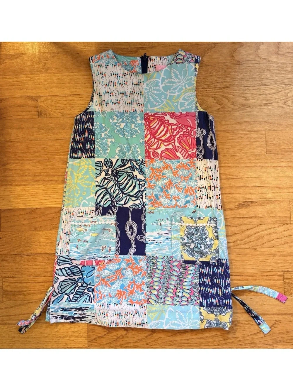 Lilly Pulitzer Patchwork Shift Dress, Scoop Neck, Sleeveless, Girls Size 10